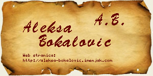 Aleksa Bokalović vizit kartica